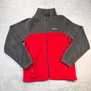 Columbia Sportswear Gray & Red Full Zip Fleece Jacket Mens Medium